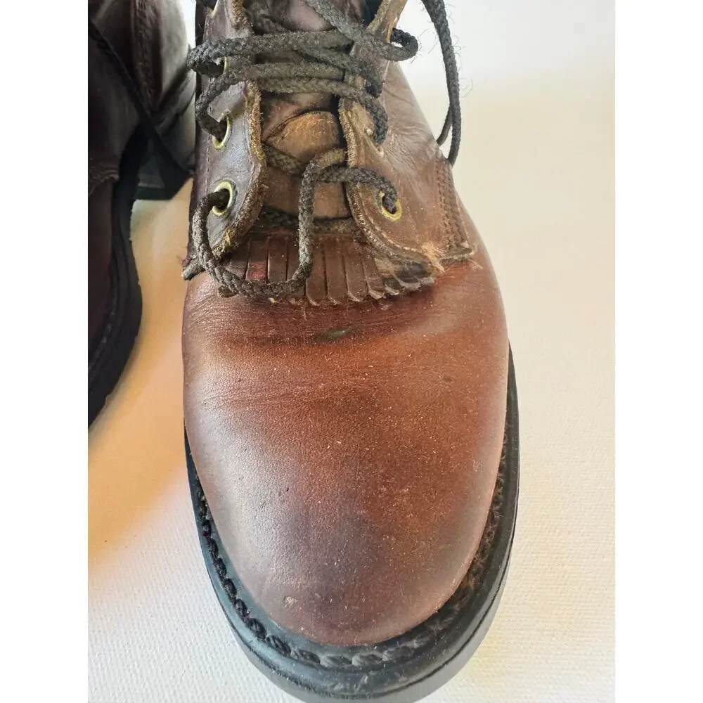 Vintage USA Made Leather Work Boots Aero Glide Soles Brown Men's 8.5D?